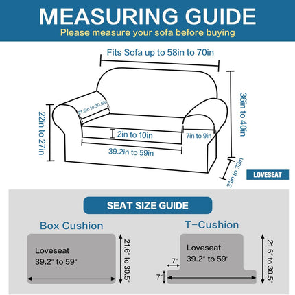 2 Pieces Loveseat Covers Fit Lovesat Width Up to 70 Inch Furniture Cover/Protector, Jacquard Spandex Stretch Loveseat Slipcovers Suit for T Chion/Box Chion (Loveseat, Sand).