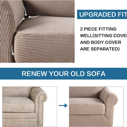 2 Pieces Loveseat Covers Fit Lovesat Width Up to 70 Inch Furniture Cover/Protector, Jacquard Spandex Stretch Loveseat Slipcovers Suit for T Chion/Box Chion (Loveseat, Sand).