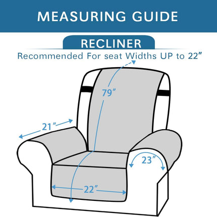 Reversible Quilted Recliner Covers Recliner Chair Cover Water Resistant Furniture Protector Washable Couch Cover with Elastic Straps for Kids, Pets (Recliner, Brown/Beige).