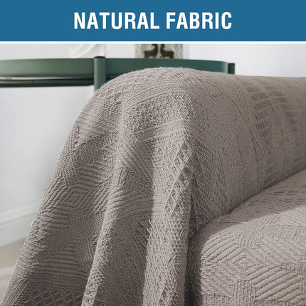Cotton Sofa Covers Couch Cover Sofa Slipcover for Most Shape Sofas, Feature Thick Woven Jacquard Seamless with Tassels, Multie Decorative for Couch (X-Large: 71" x 118", Sand).