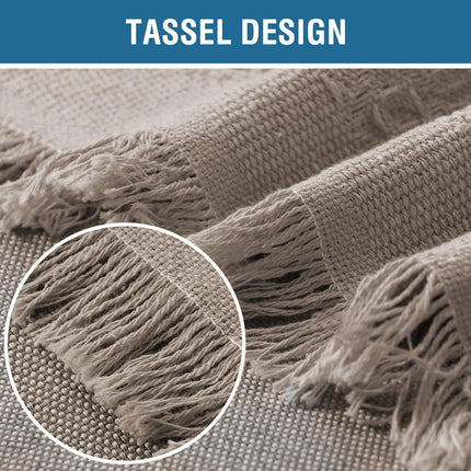 Cotton Sofa Covers Couch Cover Sofa Slipcover for Most Shape Sofas, Feature Thick Woven Jacquard Seamless with Tassels, Multie Decorative for Couch (X-Large: 71" x 118", Sand).