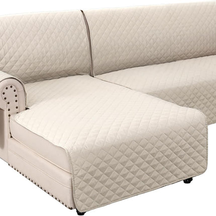 100% Waterproof Couch Covers for Sectional Sofa 2-Piece Couch Covers Sectional Couch Cover L Shaped for Dogs Non Slip (Left Chaise Lounge Cover + 3 Seat Sofa Cover, Coconut Milk).