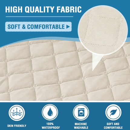 100% Waterproof Couch Covers for Sectional Sofa 2-Piece Couch Covers Sectional Couch Cover L Shaped for Dogs Non Slip (Left Chaise Lounge Cover + 3 Seat Sofa Cover, Coconut Milk).