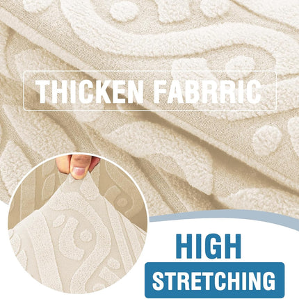 Sofa Cover 1 Piece Stretch Sofa Slipcovers Non Slip Sofa Cover with Elastic Bottom Washable for Kids, Pets Upgrade Thick Jacquard Fabric with Spiral Pattern(75"-85", Ivory).