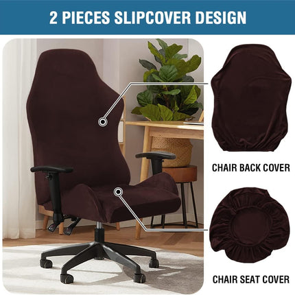 Gaming Chair Covers Slipcover Stretch Seat Chair Cover for Leather Computer Reclining Racing Ruffled Gamer Chair Protector Without Chair 2 piece，Brown.