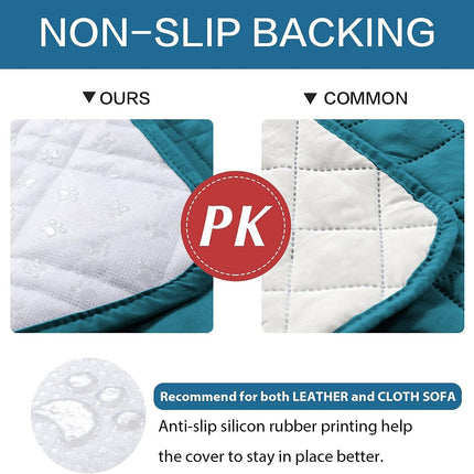 100% Waterproof Sofa Slipcover Washable Loveseat Cover for 2 Chion Cover Non-Slip Furniture Protector with Puppy Paw Silicone Backing Couch Cover for Pets Dogs (Loveseat, Dark Teal).