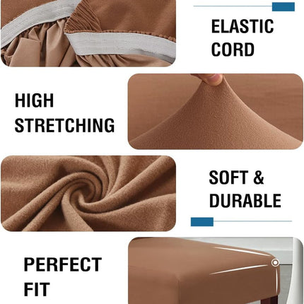 100% Waterproof Dining Chair Covers Stretch Chair Covers for Dining Room Set of 6 Parson Chair Slipcovers Chair Protectors Covers Dining, Soft Thick Solid Fleece Fabric Washable, Camel.