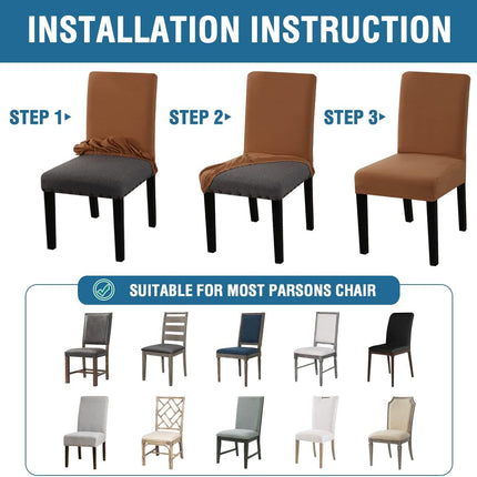 100% Waterproof Dining Chair Covers Stretch Chair Covers for Dining Room Set of 6 Parson Chair Slipcovers Chair Protectors Covers Dining, Soft Thick Solid Fleece Fabric Washable, Camel.