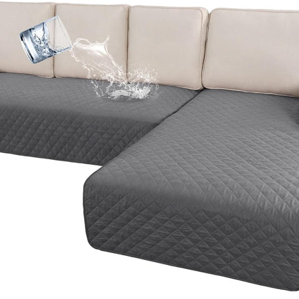 100% Waterproof Sectional Couch Covers L Shape Sofa Cover 2-Piece Couch Slipcover with Chaise Cover Durable Furniture Protector for Pets Dog Cat(Right Chaise + 3 Seat Sofa, Rocket Gray).