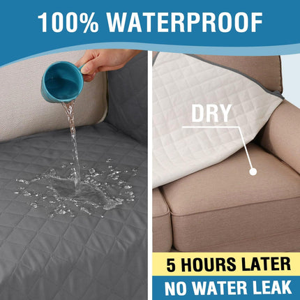 100% Waterproof Sectional Couch Covers L Shape Sofa Cover 2-Piece Couch Slipcover with Chaise Cover Durable Furniture Protector for Pets Dog Cat(Right Chaise + 3 Seat Sofa, Rocket Gray).