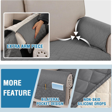 100% Waterproof Sectional Couch Covers L Shape Sofa Cover 2-Piece Couch Slipcover with Chaise Cover Durable Furniture Protector for Pets Dog Cat(Right Chaise + 3 Seat Sofa, Rocket Gray).