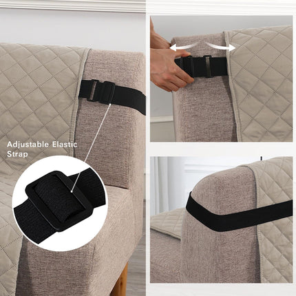 Reversible Futon Cover Water Repellent Armless Sofa Slipcover Washable Furniture Protector with Adjtable Elastic Strap Anti-Slip Futon Bed Cover for Dogs 70" Width Seat(Khaki/Beige).