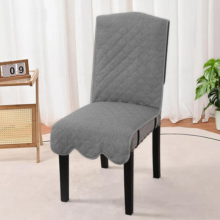 100% Waterproof Dining Chair Covers Set of 6 Teddy Fleece Kitchen Chair Covers Parson Chair Slipcovers for Kitchen Dining Room, Grey.