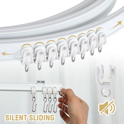 Ceiling Curtain Track Flexible Bendable Ceiling Mount for Curtain Rail 16.4ft (5M) Room Divider Curtain Track Systerm for RV Bay Window Curved Curtain Track for Bunk Bed Curtain, White.