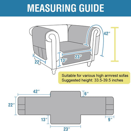 100% Waterproof Chair Slipcover Armchair Covers with Extra Long Armrest Cover Traditional Chesterfield Furniture Protector Cover for Pets Kids Children Dog Cat(Chair, Lily Pad/Beige).