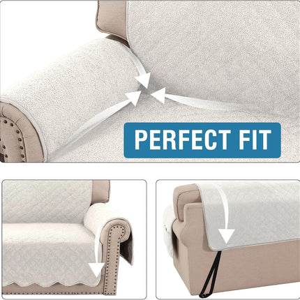 Waterproof Quilted Couch Covers Non Slip Sofa Covers Protector Slipcovers for Dogs Couch Covers for 3 Chion Couch Pet Furniture Protector Modern Fleece Fabric (Sofa,Natural White).