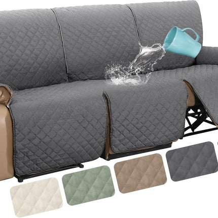 100% Waterproof Recliner Cover 1-Piece Recliner Sofa Cover for 3 Chion Couch Furniture Protector Cover with Non Slip Backing and Strap for Kids, Dogs, Pets(3 Seater, Rocket Gray).