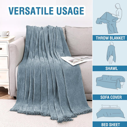Couch Slipcover Dog Sofa Covers Chenille Couch Cover for Pets Furniture Cover for Sofa Washable Sofa Slipcovers for 3 Chion Couch Sectional Furniture Protector, 71"X118", Stone Blue.
