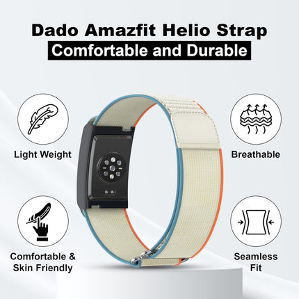 Nylon Replacement Band, Compatible with Amazfit Helio Strap – Adjtable, Breathable Sport Wristband for Fitness Tracker, Comfortable for All-Day Wear.