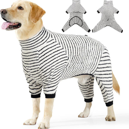 Dog Winter Coat Sweater Dog Clothes Soft Fleece Pullover Pajamas, Dog Cold Weather Coats Warm Windproof Fullbody Jumpsuit Fleece Onesie for Dogs, Thick Pet Snowsuit Christmas Black.