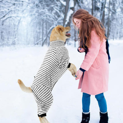 Dog Winter Coat Sweater Dog Clothes Soft Fleece Pullover Pajamas, Dog Cold Weather Coats Warm Windproof Fullbody Jumpsuit Fleece Onesie for Dogs, Thick Pet Snowsuit Christmas Black.