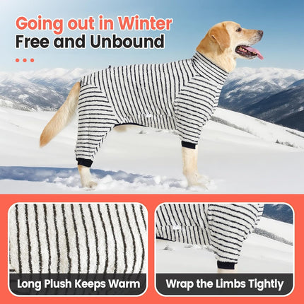 Dog Winter Coat Sweater Dog Clothes Soft Fleece Pullover Pajamas, Dog Cold Weather Coats Warm Windproof Fullbody Jumpsuit Fleece Onesie for Dogs, Thick Pet Snowsuit Christmas Black.