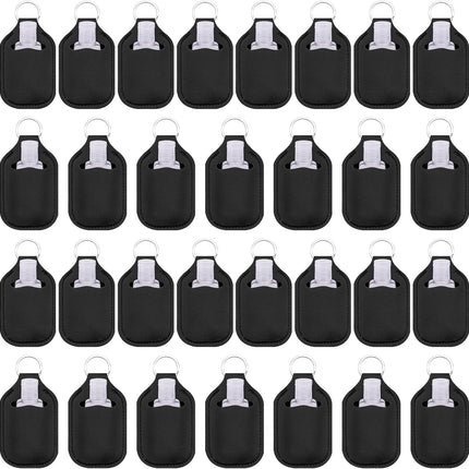 60 Pieces Hand Sanitizer Holder Empty Travel Size Bottles Set Including 30 Pieces Clear Refillable Bottles and 30 Pieces Black Hand Sanitizer Holders for Keychain Backpack and Purse.