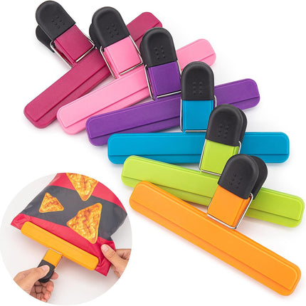 6 Pack Chip Bag Clips, Large Bags Clip for Food Storage, Snack Clips for Chips and Other Food Bags, Plastic Heavy Duty Sealing Clip for Home, Office and More(6 x 3.5 Inch).