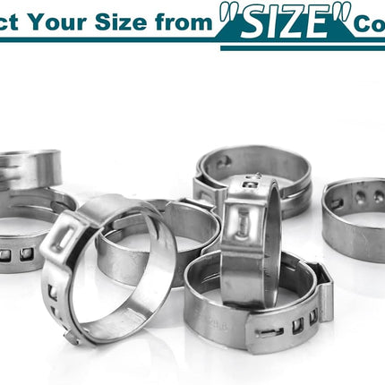 50 Pack 1/2 Inch PEX Cinch Clamps, Stainless Steel Rings Pinch Clamps for PEX Tubing Pipe Fitting Connections (1/2 Inch).