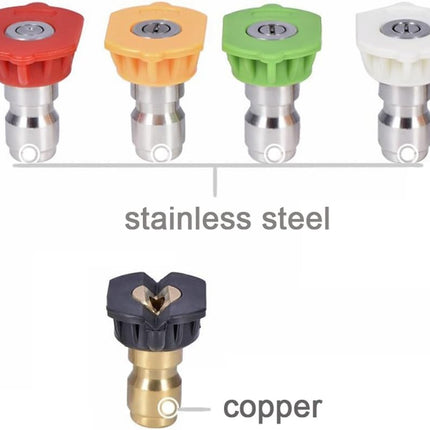 Pressure Washer Nozzle Tips Multiple Degrees, 1/4 INCH (2.5 GPM).