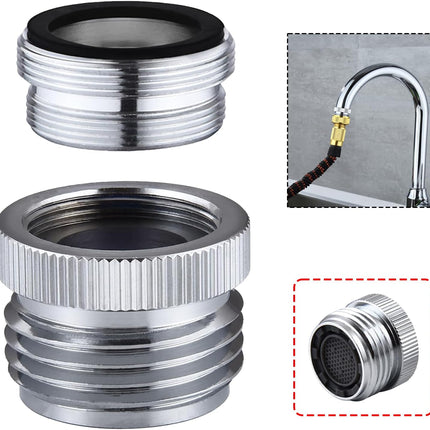 Faucet Adapter with Aerator, Sink Faucet to Garden Hose Adapter, Faucet Adapter to Garden Hose for Kitchen and Bathroom, hose attachment to sink，3/4" GHT Thread Chrome..