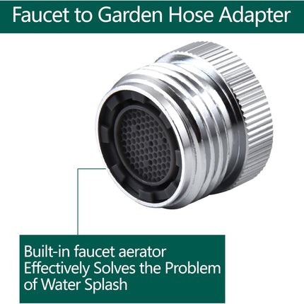 Faucet Adapter with Aerator, Sink Faucet to Garden Hose Adapter, Faucet Adapter to Garden Hose for Kitchen and Bathroom, hose attachment to sink，3/4" GHT Thread Chrome..