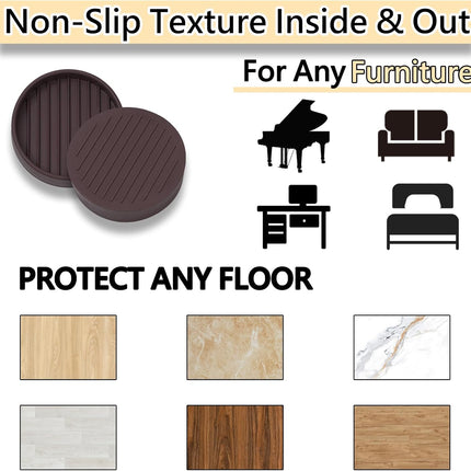 1.5x1.5 Round Rubber Furniture Caster Cups, Anti-Sliding Furniture Pads Bed Stopper Floor Protectors with Grip - Protect Any Flooring.