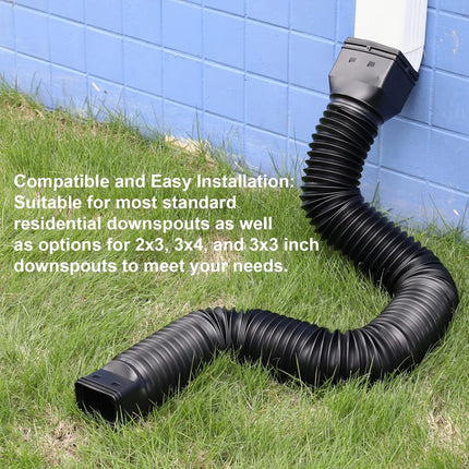 11.5ft Long Gutter Downspout Extensions Flexible, 4" Diameter Drain Downspout Extender, Down Spout Drain Extender for Rainwater Drainage, Extendable from 2.6ft to 11.5ft(Black).