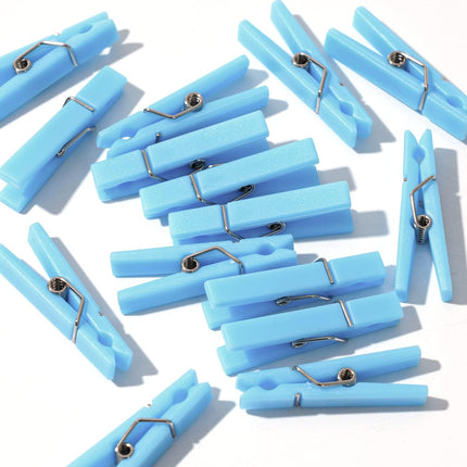 60PCS Baby Shower Clothespin Games Boy Plastic Mini Clothes Pins 1.4 inch for Party Decorations,DIY Crafts(Blue).
