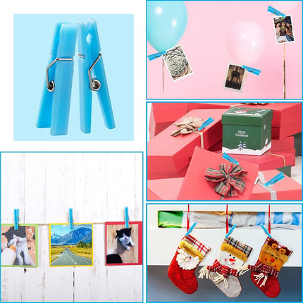 60PCS Baby Shower Clothespin Games Boy Plastic Mini Clothes Pins 1.4 inch for Party Decorations,DIY Crafts(Blue).