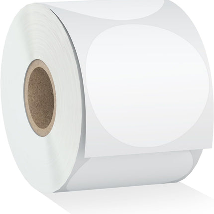2" 750 Labels White Circle Direct Thermal Stickers Labels Roll Compatible with Zebra, Rollo, MUNBYN, Self-Adhesive Round Direct Thermal Labels.