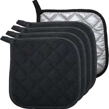 5 PCS Pot Holders for Kitchen, Cotton Potholers with Great Heat Resistance, Hot Pads, Trivets for Cooking and Baking Black.