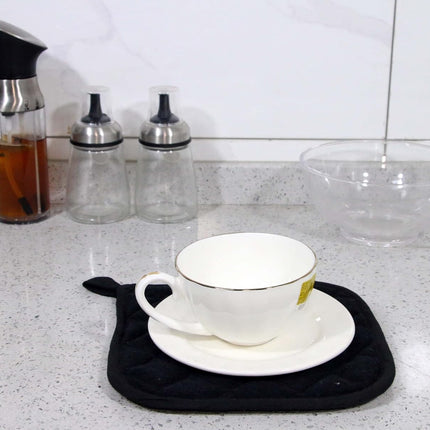 5 PCS Pot Holders for Kitchen, Cotton Potholers with Great Heat Resistance, Hot Pads, Trivets for Cooking and Baking Black.