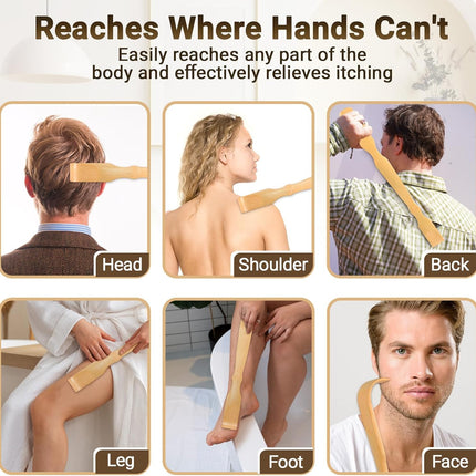 Wooden Bamboo Back Scratcher, 17" Natural Handmade Back Scratchers for Men and Women, New Upgraded Long Handle Back Massager, Relaxation Gifts for Mom and Dad.