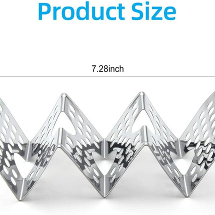 Taco Holders Set of 4, Taco Stand, Stainless Steel Taco Holder, Each Can Hold 3 Tortillas, with Easy-Access Handle, Fits Microwave, Air Fryer and Oven.