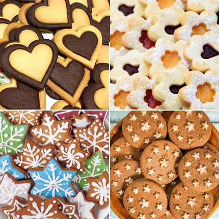 Metal Cookie Cutters Set 12 Pieces, Stainless Steel 3 Heart Cookie Cutters, 3 Star Cookie Cutters, 3 Flower Cookie Cutters, 3 Round Cookie Cutters for Valentine's Day Christmas Holiday.