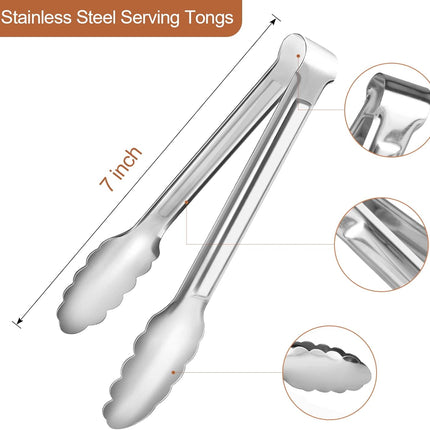 6 Pack Serving Tongs Kitchen Tongs, Buffet Tongs, Stainless Steel Food Tong Serving Tong, small tongs.