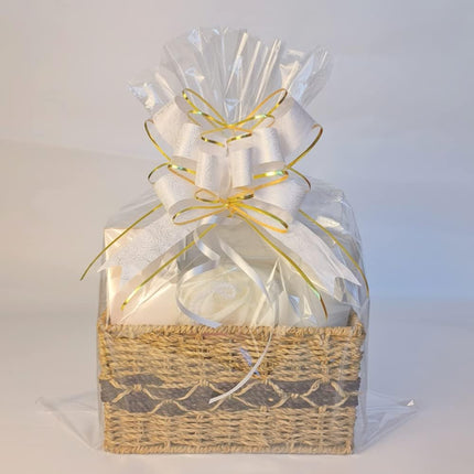 Pull Bows for Gift Wrapping, 15 PCS Large Gift Bow Bulk for Presents Package, Gift Baskets, Christmas, Wedding, and Party Decor (White with Tulle & Gold line, 6 inches).