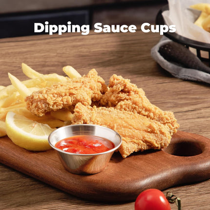 [12 Pack] 1.5 oz Stainless Steel Dipping Sauce Cups, Reusable Metal Ramekins, Commercial Grade Condiment Bowls, Individual Portion Cups, Small Round Au Jus for Home, Restaurant.