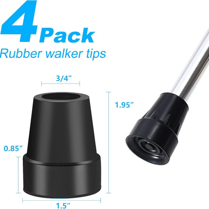4Pcs Cane Tips 3/4 Inch Heavy Duty Rubber Cane Tips, Anti Slip Replacement Rubber Tips for Canes, Walking Sticks.