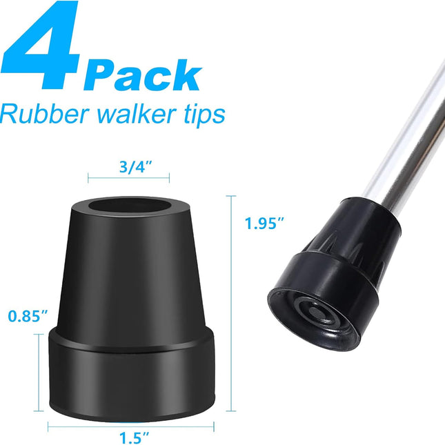 4Pcs Cane Tips 3/4 Inch Heavy Duty Rubber Cane Tips, Anti Slip Replacement Rubber Tips for Canes, Walking Sticks.