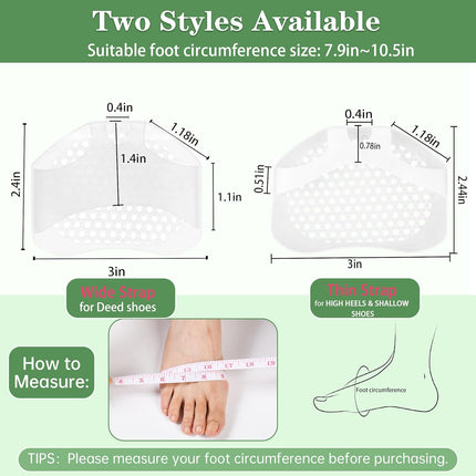 Toe Pads, Ball of Toe Cushions Mixed 8 Pack Metatarsal Pads Ball of Foot Pads Callus Foot Pain Relief Bunion Forefoot Cushioning Relief Women(Thin Strap 4 Pack +Wide Strap 4 Pack).