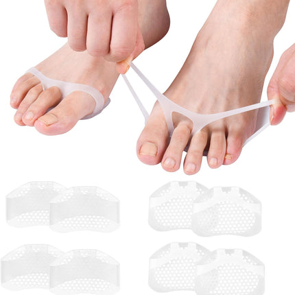 Toe Pads, Ball of Toe Cushions Mixed 8 Pack Metatarsal Pads Ball of Foot Pads Callus Foot Pain Relief Bunion Forefoot Cushioning Relief Women(Thin Strap 4 Pack +Wide Strap 4 Pack).