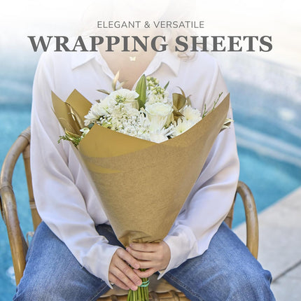20 Sheets Premium Flower Wrapping Paper | Waterproof Flower Wrapping Paper for Bouquets | Double Sided Floral Bouquet Sheets | DIY Gifts Colorblend Kraft Look.